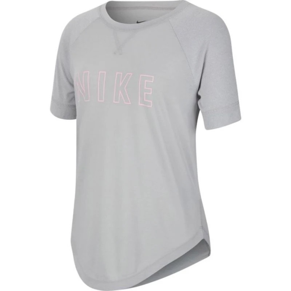 Nike Light Gray Tee with Subtle Pink Logo